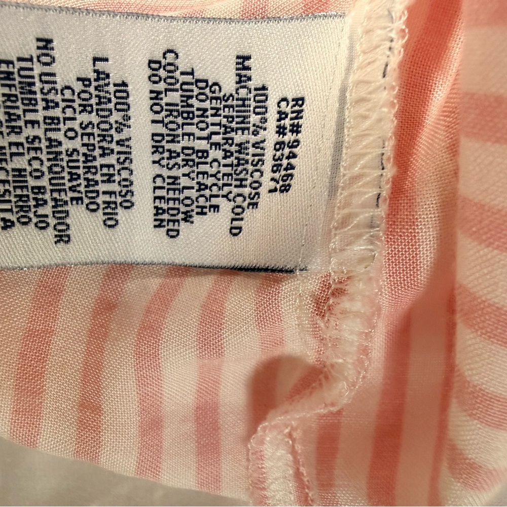 Sperry Light Pink White Stripes Roll Tab Sleeve Button Up Pockets Size Medium - Picture 6 of 6